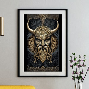 Viking God Print, Norse Mythology Art Print,Home Wall Art, Digital Download, Printable Wall Poster