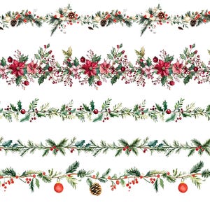 Watercolor Christmas Borders Clipart, 22 PNG Christmas Clip Art ...