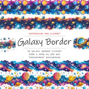 Aquarel Galaxy Borders Clipart, 30 PNG Galaxy Borders-illustraties, ruimte clipart, Galaxy Borders Clipart png bundel, Galaxy clipart, digitaal