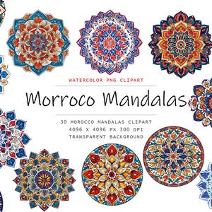 Mandalas marocains clipart, clipart 30 PNG motif marocain, clipart musulman, islamique Clipart png Bundle, Art numérique islamique, Clipart numérique