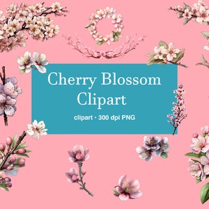 Cherry Blossom Clipart , Sakura Clipart , Watercolor Flowers , Flowers Set , Digital Download , Cherry Blossom PNG, Cherry Blossom Stickers