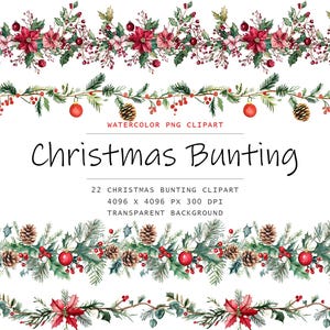 Watercolor Christmas Borders Clipart, 22 PNG Christmas clip art, Commercial Use, Watercolor Christmas Ornaments png Bundle, Christmas png