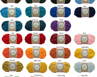 8oz #7 Jumbo/Chunky Chenille Yarn .75 in. (2 cm) for Hand Knitting, Amigurumi   FREE SHIPPING!  31 to 32 yards!