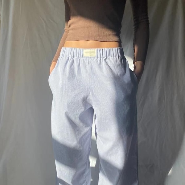 Y2K Lounge Pants, Linen Pants, Spring Pants, Clean Girl, Stockholm Girl, Porsche Mom, Striped Pants, Summer Pants, Women's