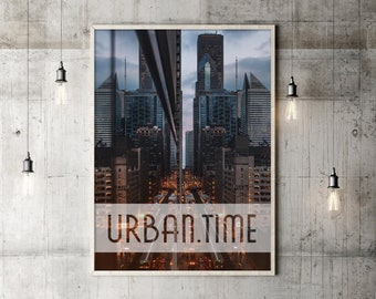 Urban Time, City poster, Wall Art decoration, Poster printable, Instant download.