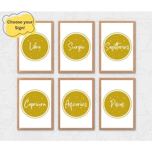 Zodiac Signs Wall Art | Custom Wall Decor | Astrology Signs | Horoscope | Celestial Sign | Digital Download