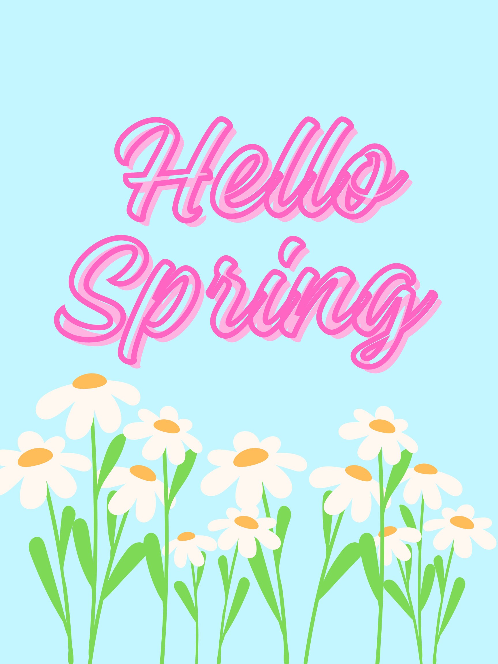 Hello Spring Glittery Hello Spring | Easter Wall Art | Pink Wall Art | Easter Egg Hunt ...