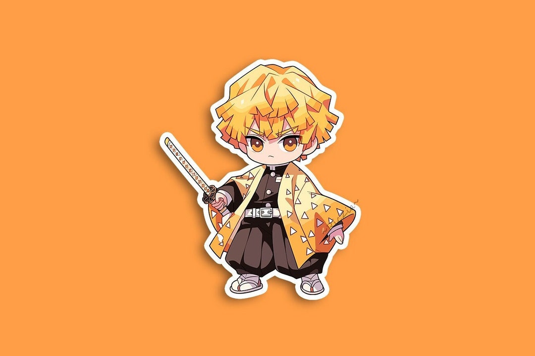 Demon Slayer Zenitsu Diecut Anime Sticker Vibrant Colors Etsy
