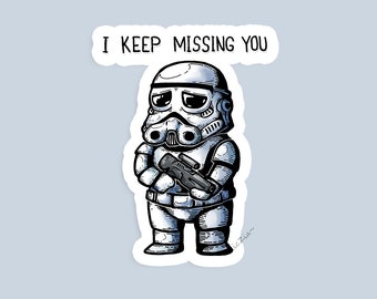 Chibi 'I Keep Missing You' Die-Cut Sticker - White Background Laminated Water Resistant Sticker