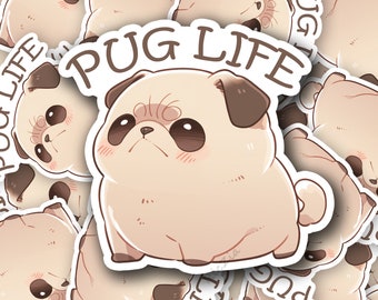 Pug Life Sticker – Cute Dog Laminated Vinyl, Water-Resistant