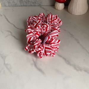 Candy Cane Scrunchie: Holiday Striped Cotton Hair Tie