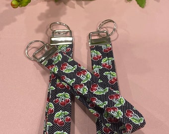 Vintage Cherry Wristlet Keychain Key FOB