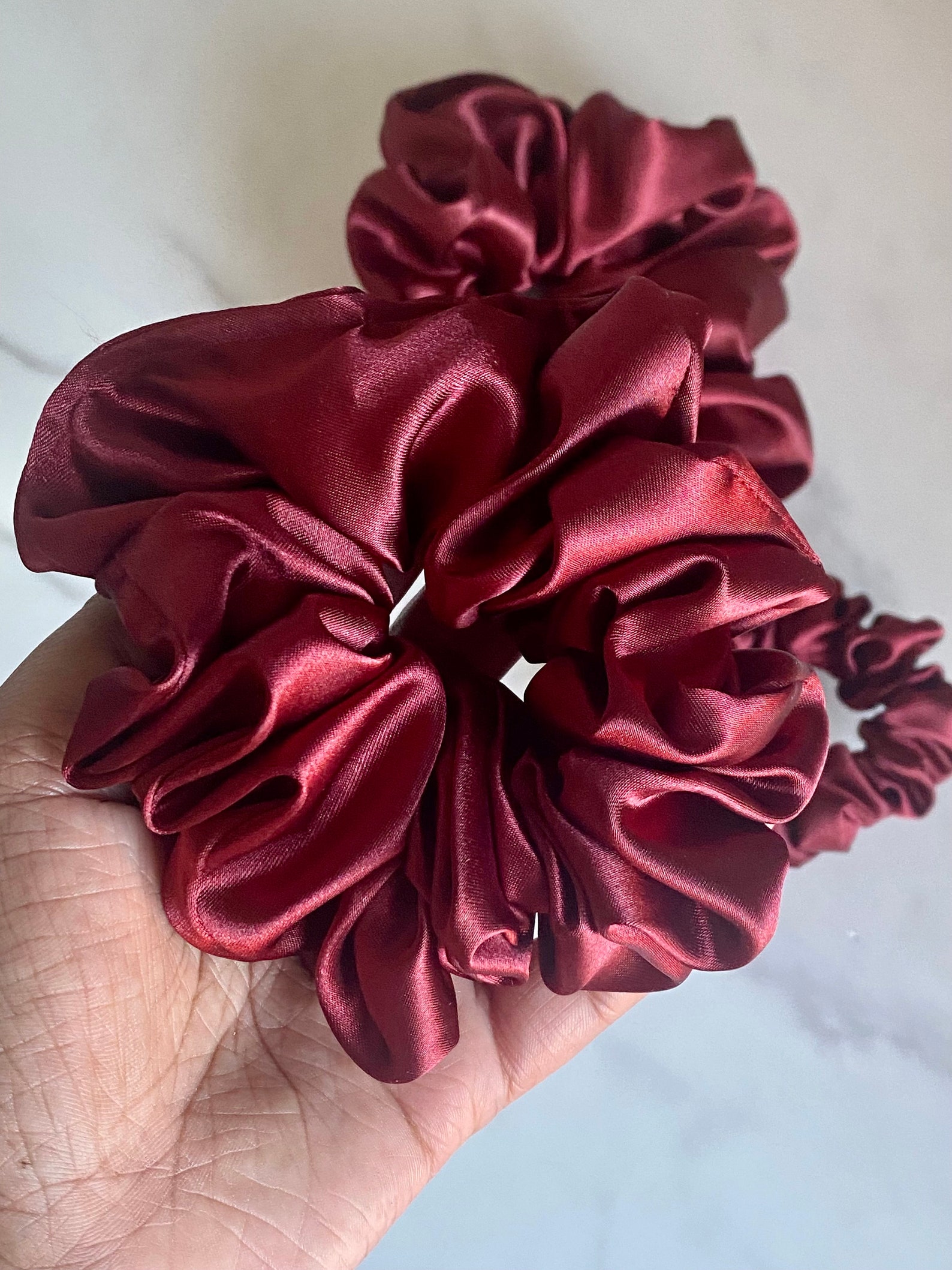 Brynn (burgundy) Satin Scrunchie/ Satin Hair Tie - Etsy