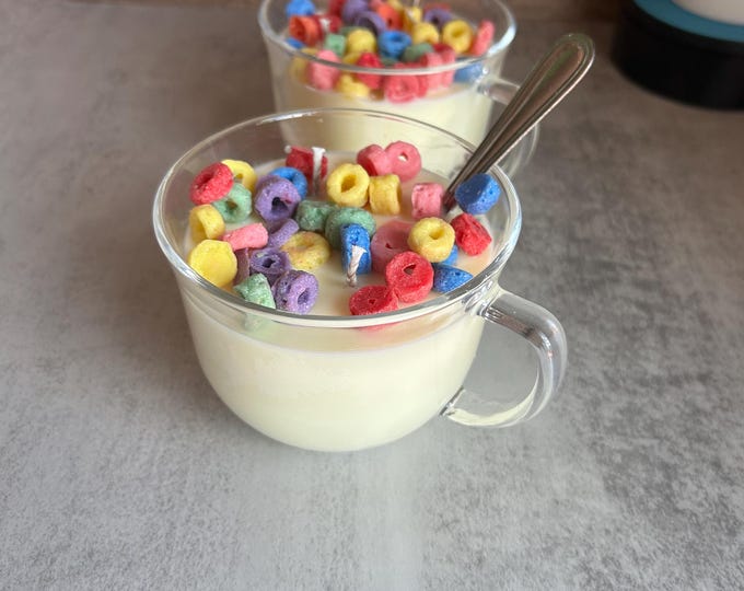 Fruity Loops Cereal Mug with Spoon Soy Candle