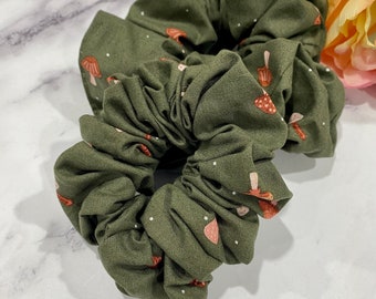 Cottage Core Mushroom Scrunchies/ Mushroom Hair Tie