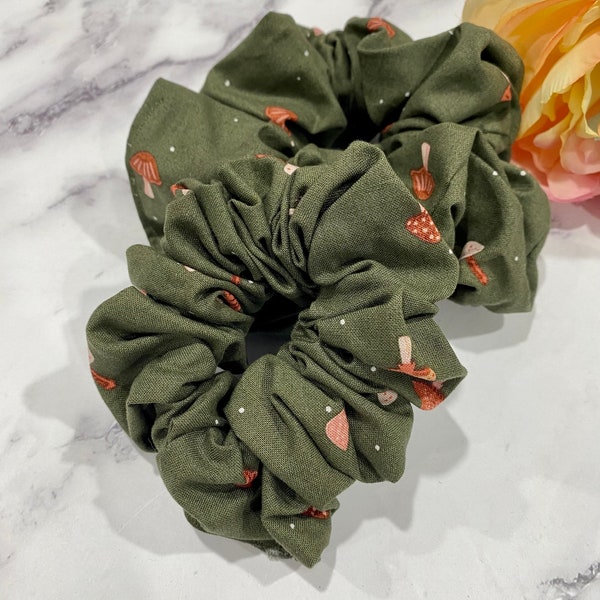 Cottage Core Mushroom Scrunchies/ Mushroom Hair Tie