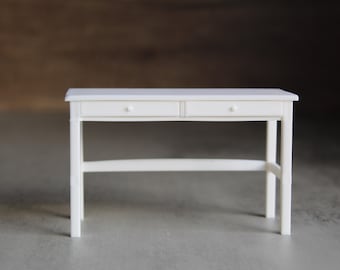 Miniature Desk with 2 Working Drawers – Fully Assembled – 1:12 Scale Dollhouse Furniture