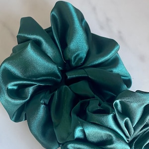 Forest Green Satin Scrunchie/ Hair Tie