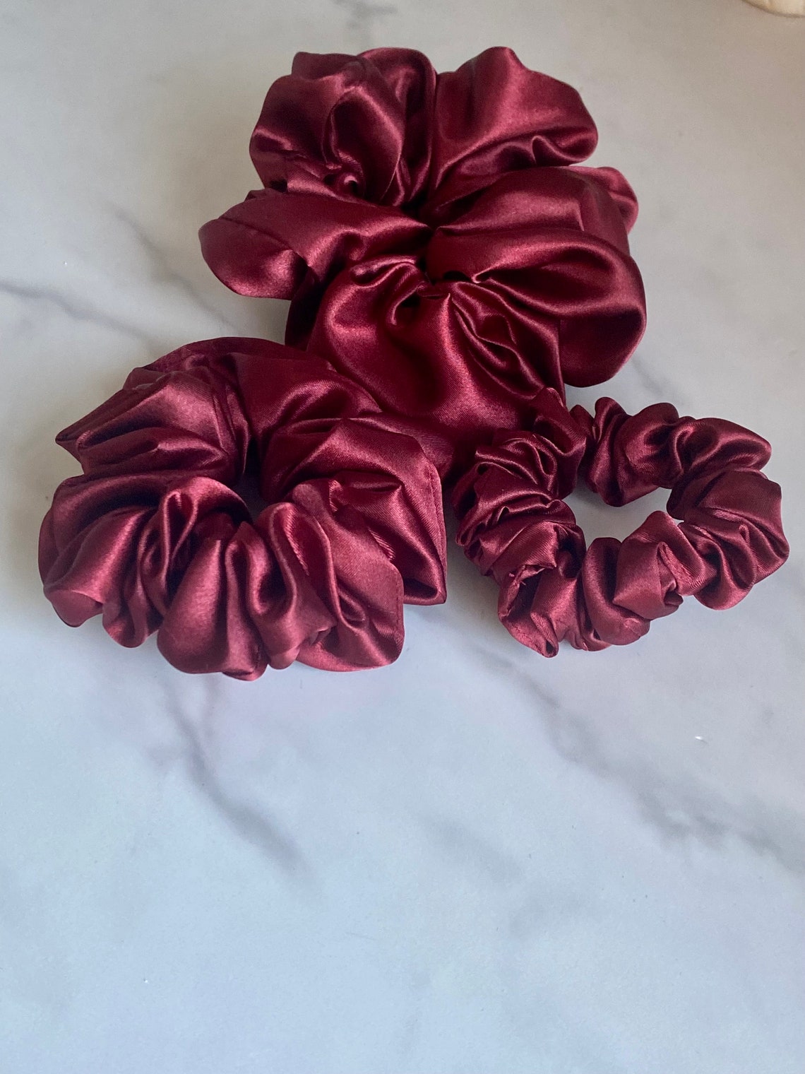 Brynn (burgundy) Satin Scrunchie/ Satin Hair Tie - Etsy