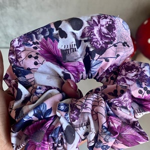 Floral Skull Scrunchies/ Floral Goth Hair Tie