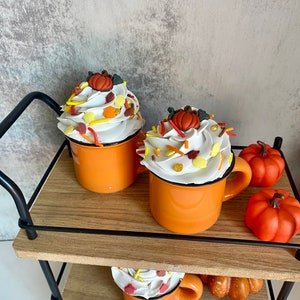 Faux Mini Fall Mugs for Tiered Trays/ Tiered Tray Decor/ Fall Decor/ Farmhouse Decor/ Fake Bake Decor