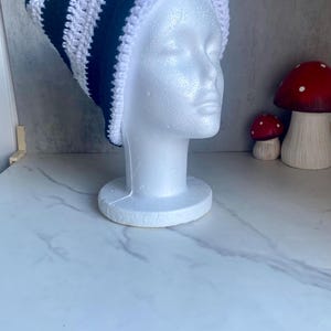 Black and White Stripe Cat Ear Beanie/Fall Beanie/ Crochet Hat