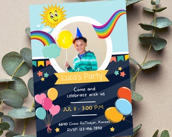 Geburtstagskarte, Party Einladung, Jungen Geburtstag, Kindergeburtstag , Geburtstagseinladung, erster Geburtstag, sofort Download, Geburtstagsparty