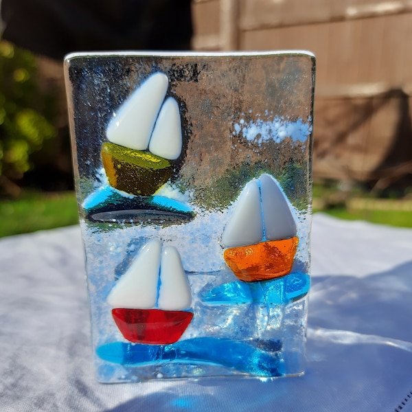 Fused Glass Boats Tealight Holder