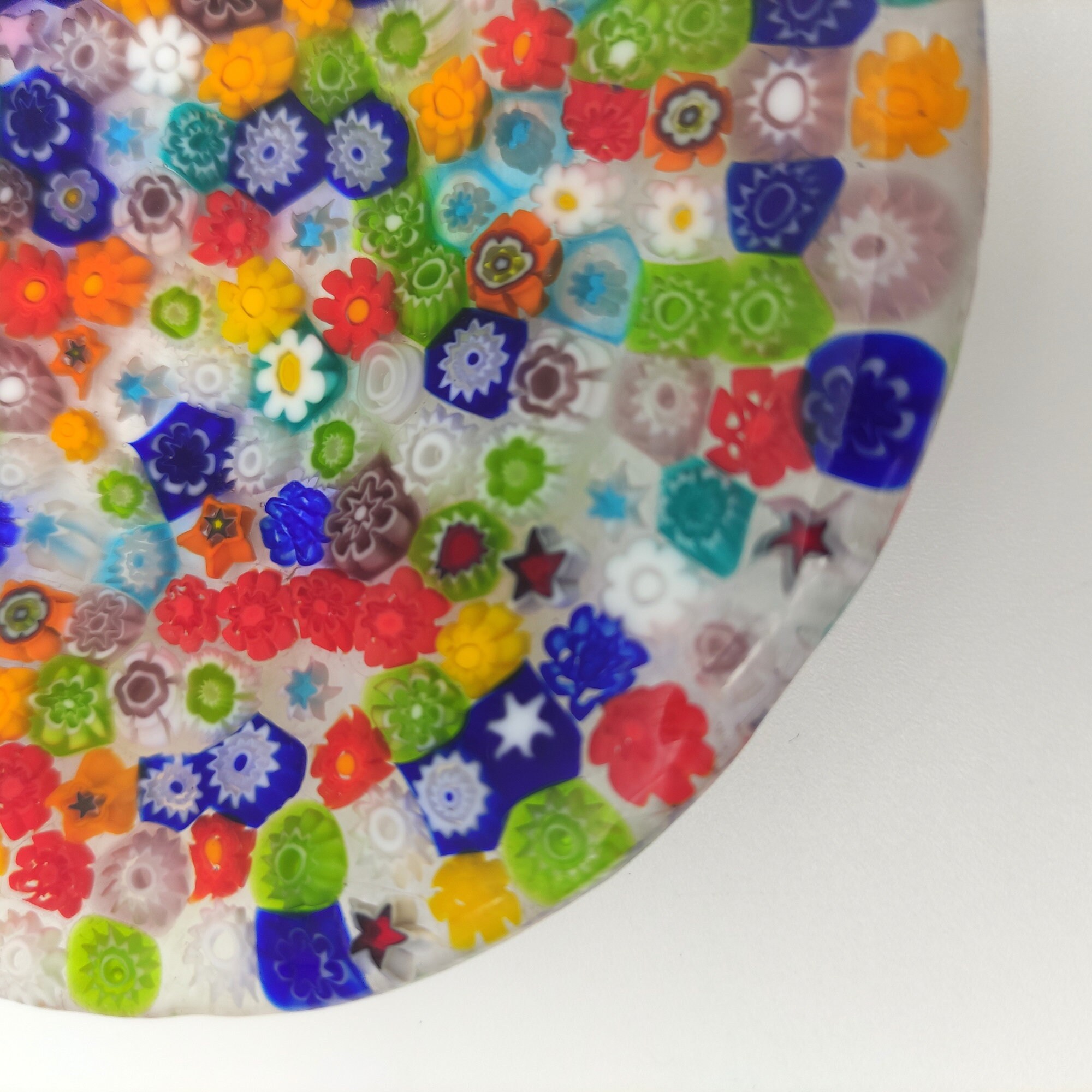Pendentif Millefiori En Verre De Murano - 2.7 Cm Diamètre - Plaqué Or - Occasion Très Bon état