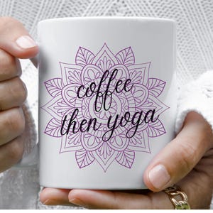 Yoga-Inspired Mandala Ceramic Mug - Mindfulness Gift for Yogis, Meditation Cups, Coffee and Tea Lover Mug, Zen Decor, Spiritual Gift
