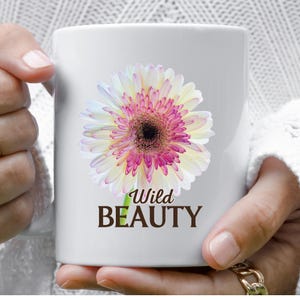 Flower Lover Ceramic Mug, Cottagecore Floral Design, Perfect Gift for Nature Lovers, Inspirational Coffee Cup, Gerbera Daisy Photograph