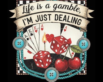 Life is a Gamble PNG Design, Retro Turquoise Western Sublimation, Country PNG, Wild West Gifts, Retro Cowboy Png, Digital Download PNG