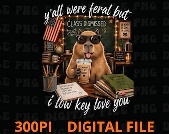 Y’all Were Feral But I Low Key Love You Png, Funny Teacher Student Humor Gift, Classroom Chaos Appreciation Graphic Png