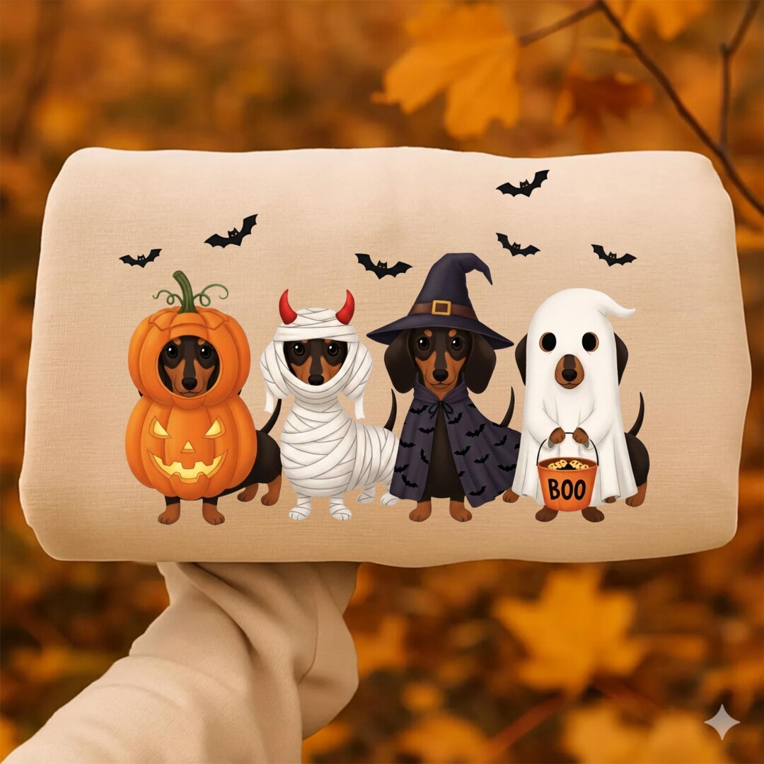 Halloween Dachshund PNG | Vintage Halloween Sublimation Design | Cute ...