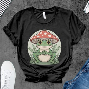 Retro Pilz Frosch PNG - Groovy Cottagecore Frosch Clipart - Hippie Ästhetik PNG - druckbares T-Shirt-Design
