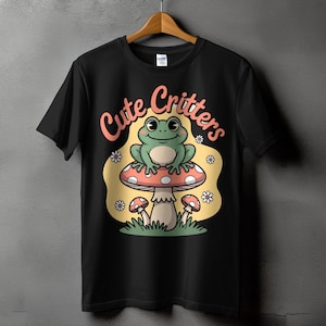 Retro Pilz Frosch PNG - Groovy Cottagecore Frosch Clipart - Hippie Ästhetik PNG - druckbares T-Shirt-Design