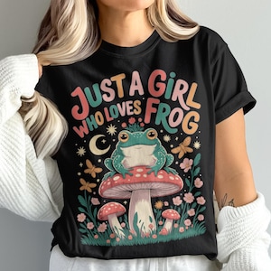 Just a Girl Who Loves Frogs PNG – Cute Frog Lover Sublimation Design – Funny Frog PNG for T-Shirt, Mug, Tote – Instant Download