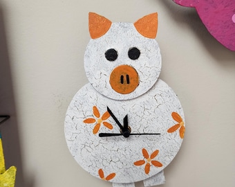 Piggy Pendulum Wall Clock **RARE**
