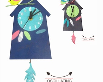 Bird on Birdhouse Pendulum Wall Clock