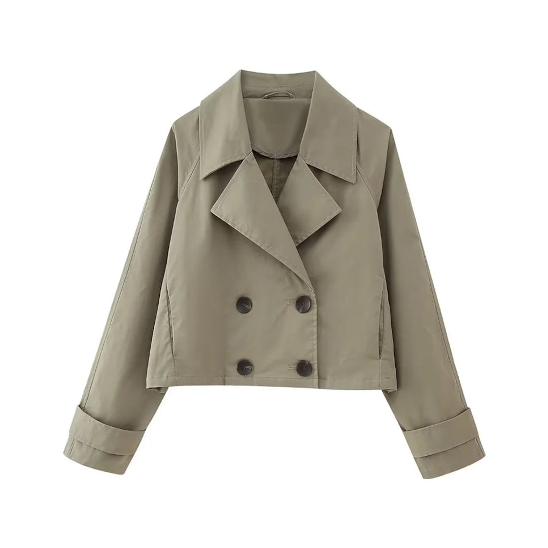 Women Cropped Trench Jacket Etsy