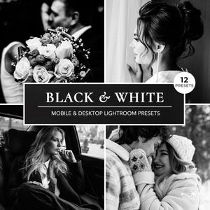 12 Black and White Lightroom Presets | Monochrome Aesthetic for Captivating Portraits | BW Mobile & Desktop Filters