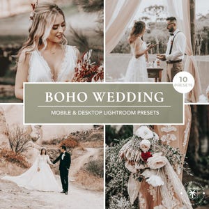10 Boho Wedding Lightroom Presets for Mobile & Desktop - To Enhance your Special Day Photos with Rustic Bohemian Filters