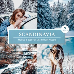 9 Scandinavia Lightroom Presets | Bright Cool Tones for Winter & Nordic-Inspired Photography | Mobile and Desktop Filters