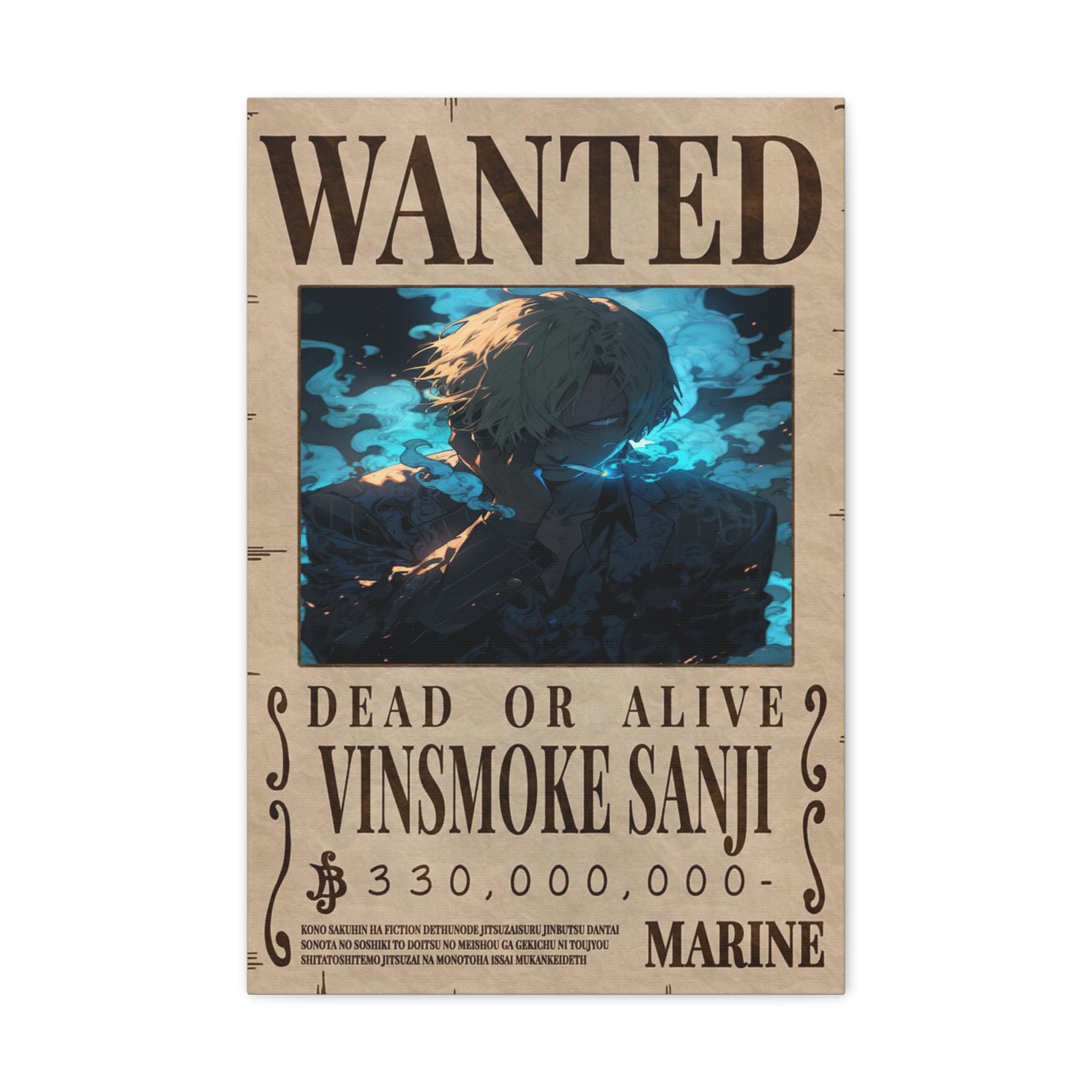 One Piece Anime Sanji Wanted Poster Print, Sanji Fan Art, Straw Hat ...