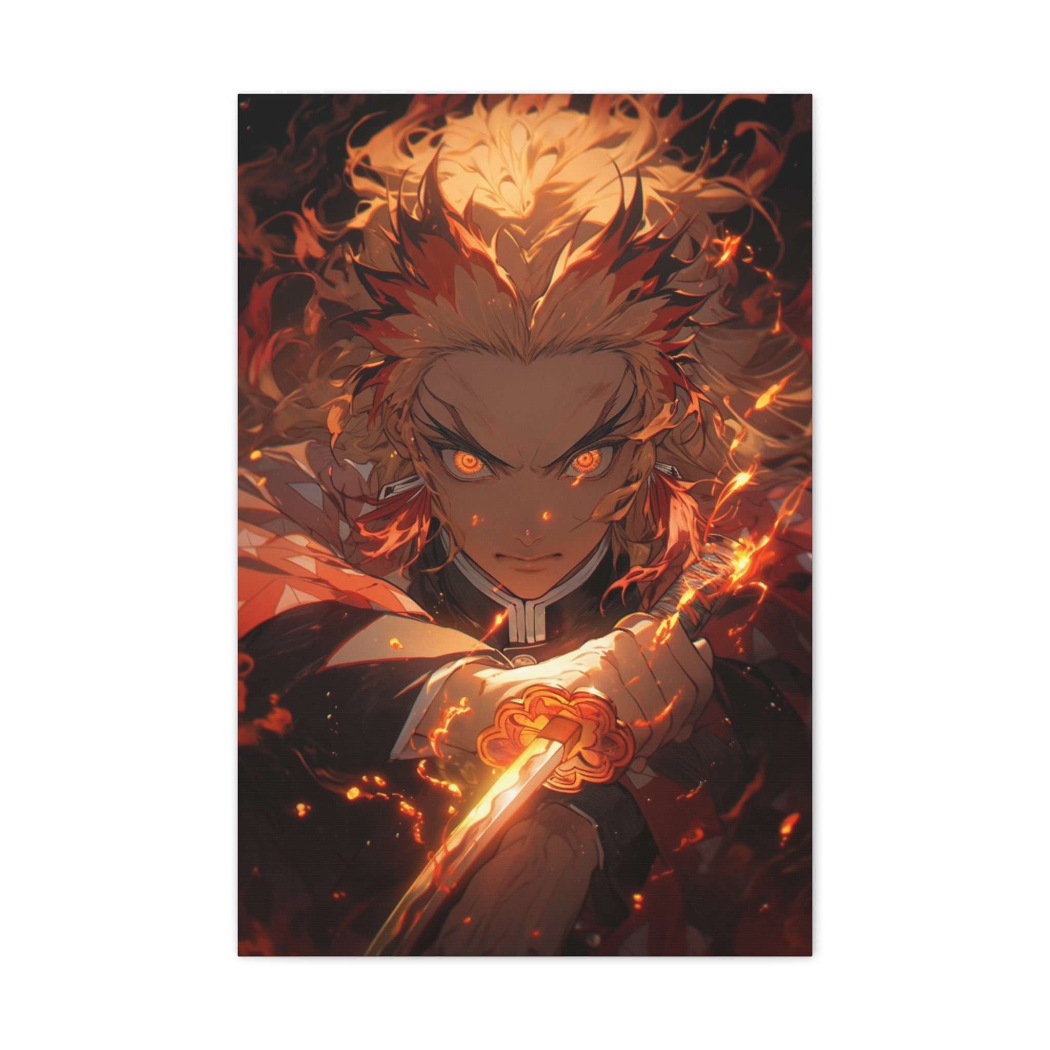 Demon Slayer Kyojuro Rengoku Flame Pillar Katana Anime Canvas Poster Wall  Art Decor Print Picture Paintings for Living Room Bedroom Decoration  Unframe：12×18inch(30×45cm) : : Home & Kitchen