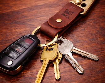 Leather Keychain, Handmade Keychain for Men, Leather Keychain Holder, Durable Keychain, Handmade Leather Keychain - Gift for Him