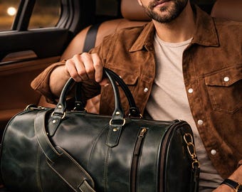 Weekender Reisetasche - Leder Duffel Bag für Männer, Weekender Reisetasche, Reise Weekender Tasche, stilvolle Reisetasche