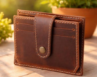 Leather Wallets for Women | Handmade Brown Card Holder | Slim Minimalist Purse | Genuine Leather Credit Card Wallet | Leather Women Wallet