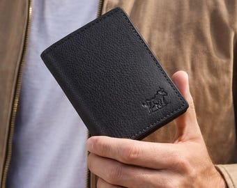 Slim Leather Wallets, Black Leather Slim Wallets For Men Women, Handcrafted Genuine Leather Wallet, Ultra Slim Card Holder