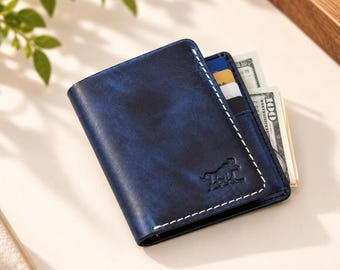 Genuine Leather Wallet Slim Bifold Wallet Vintage Leather Wallet Minimalist Wallet Leather Card Holder Handmade Leather Pocket Wallet Gift